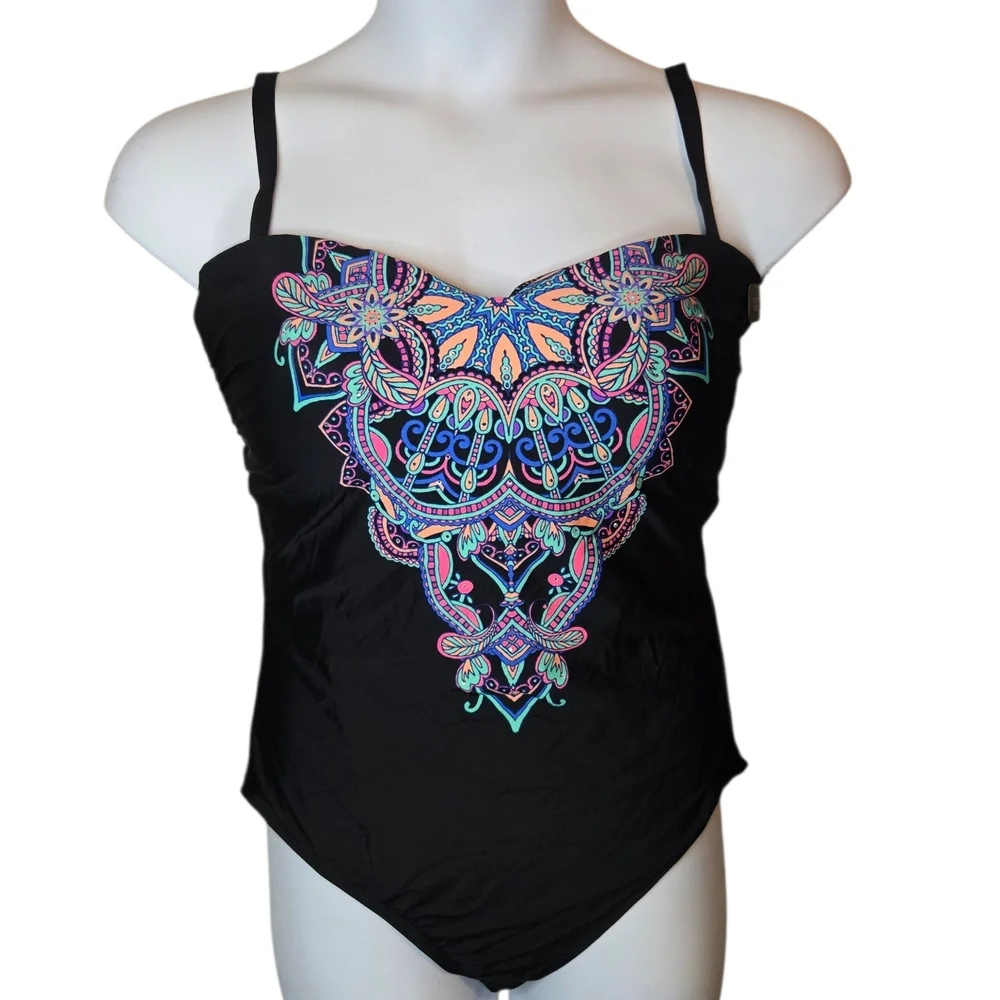 Kennith Cole One Piece Pattern Swim Suit- Plus Size - Picture 2 of 6
